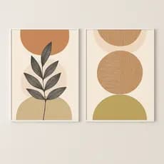 KIT QUADRO DECORATIVO 2 PEÇAS BOHO MINIMALISTA ARTE MODERNA SALA QUARTO ESCRITORIO