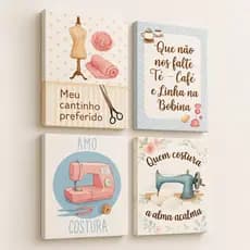 Kit Quadros Decorativos Sala Quarto  Artesanato Cantinho Da Costura