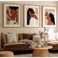 QUADRO DECORATIVO 3 PEÇAS MULHER AFRO TRANCISTA