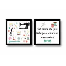 Quadros Decorativos Costura Ateliê Frase Inspiradora Artesanato cantinho da costura