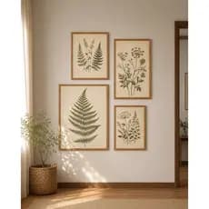 Kit Quadros Decorativos Sala Quarto Botânicos Vintage Folhagens Verde Tons Naturais