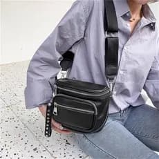 Bolsa Feminina Transversal Pochete Com Zíper Duplo