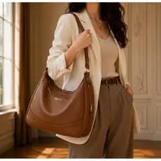 Bolsa Feminina De Ombro Com Dupla Alça Transversal Regulável Removível Couro Sintético RK-2508