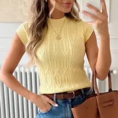 Blusa Regata Modal Morcego Feminina Manga Caida Estiloso Versátil Tricot Premium Verão
