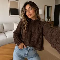 Blusa Feminina Chick Charme Inverno Frio Estilosa Desconto Elegante Blogueira Tiktoker