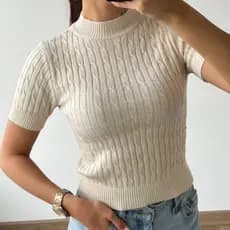 Blusa Trança Verão Manguinha Manga Curta Tricot Malha Moda Premium Casual Nova Moda