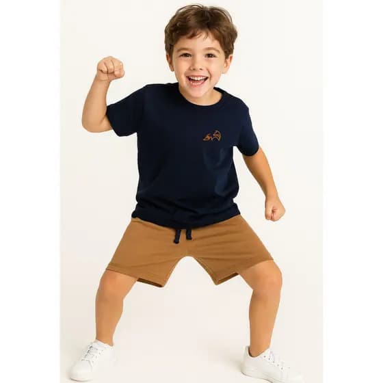 Conjunto Infantil Menino Gody - Verão 2 a 14 Anos | Camiseta Estampada e Bermuda Confortável