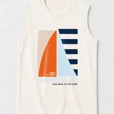 Camiseta Regata Infantil Masculina Algodão Off White - Coast To Coast - Babei no Look
