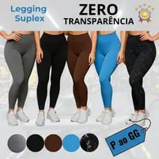 Legging Suplex Premium Zero Transparência Linha Fitness Cós Alto Reforçada Alta Compressão