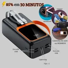 Carregador Portátil Power Bank 50.000 mAh Turbo Ultrarrápido Grande 22,5W PD Super Rápido
