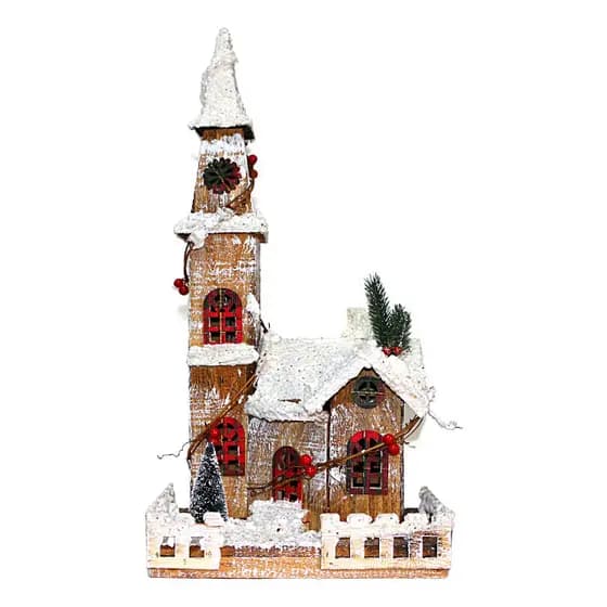 Casa Natalina Rustica Em Mdf Iluminada Medindo 57x28x18