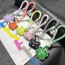 Cordão para celular mais vendido com malha de urso de algodãoAcessórios para corrente de celular