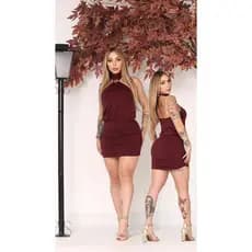Vestido Feminino Curto Verão Gola Alta+Frente Única, Tendência, Moda Insta, Festa Balada Elegante