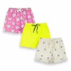 Kit 3 Shorts Infantil Menina Verão Estampas Variadas - Kit Roupa Infantil em Promoção 01 a 10 Anos
