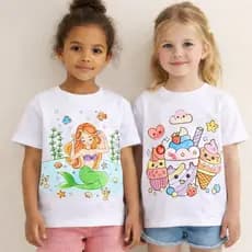 Camiseta Interativa de Colorir Pinta e Lave Infantil Menina Feminino + 6 Canetinhas Oferta do Dia