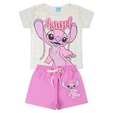 Pijama Stitch e Angel Infantil Juvenil Menina Feminino Verão