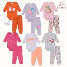 Kit Roupa De Bebe 12 Peças Body Manga Longa e Mijão Algodão Menina Sortido Promoção de Hoje
