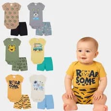 Kit 8 Peças Bebê Menino Masculino body e tapa fralda verão Oferta do Dia