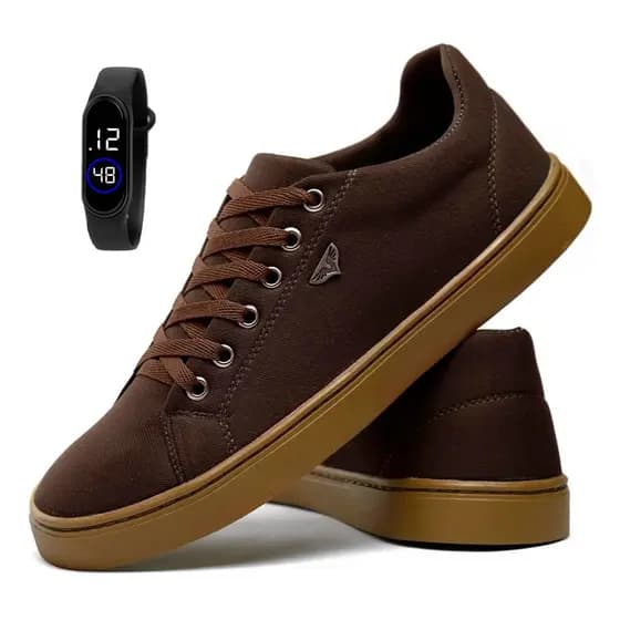 Sapatenis Casual Masculino Confortável Varias Cores + Relógio