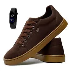 Sapatenis Casual Masculino Confortável Varias Cores + Relógio