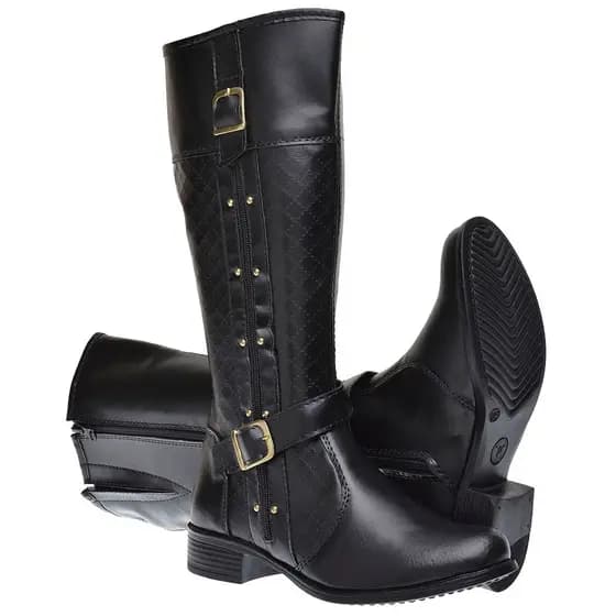 Bota Cano Alto Montaria Bota da Moda Preto