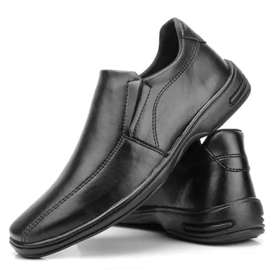 Sapato Social Masculino Ortopédico Macio De Couro Legitimo Costurado Moderno Super Leve Com Elástico Ajustável Comfort