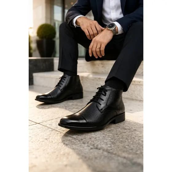 Bota Social Masculino Confortável Esporte Fino Couro Nobuck