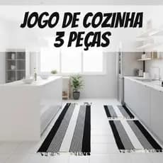 Kit Tapetes Cozinha 3 Peças Mesma Cor Sendo 1 Passadeira 40x100cm + 2 Tapetes 40x60cm Decorativo Antiderrapante