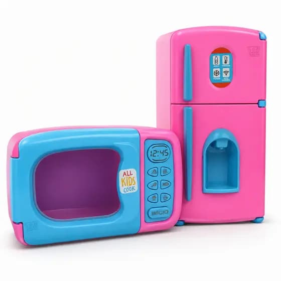 Kit Cozinha de Brinquedo Geladeira e Microondas Infantil 2 Peças Faz de Conta Menina