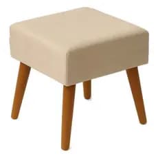 Pufe Puff Quadrado Tecido Suede Bege com 4 Pé Palito para Closet Quarto Sala DIRETO DA FABRICA