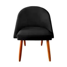 Cadeira Poltrona Decorativa Lua Veludo Preto Para Mesa De Jantar Para Recepção Penteadeira Escritório
