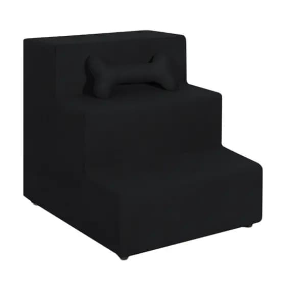 Escada Escadinha Rampa Pet Para Cachorro 3 Degraus Veludo Preto
