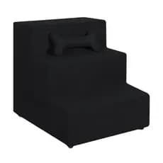 Escada Escadinha Rampa Pet Para Cachorro 3 Degraus Veludo Preto