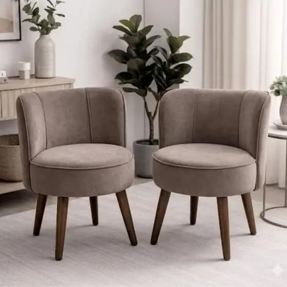 Kit 2 Cadeiras Poltrona Olga Orgânica Tecido Veludo Cappuccino Para Mesa de Jantar Sala Escritório Salão de Beleza