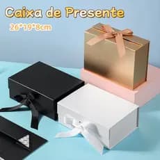 Caixa Presente Flip-top Caixa Dura com Fita Fechamento Magnético e Dobrável para Noivado, Natal, Aniversário, Halloween