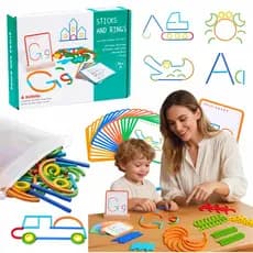 Montessori brinquedos de madeira formas geométricas anéis e varas blocos educativos para crianças aprendizagem