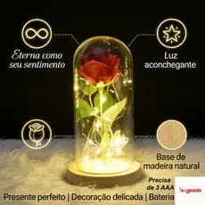 A Rosa Encantada Luminária Abajur com LED O Encanto da Magia Inspirada na A Bela e A Fera e no O Pequeno Príncipe A Rosa
