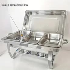 Rechaud Profissional Inox 12L com 1, 2 ou 3 Divisórias para Buffet Festas Eventos new_lifeY7