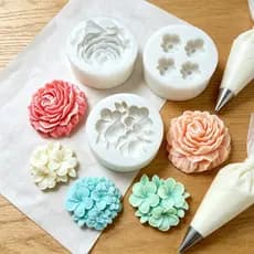 Molde de Silicone Flor 3D – Peônia, Jasmim e Cerejeira | Para Velas, Sabonetes, Chocolate e Resina