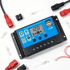 Controlador de Carga Solar 12V/24V 30A com Display LCD – USB Duplo, Inteligente para Painel Solar, Bateria e Carga