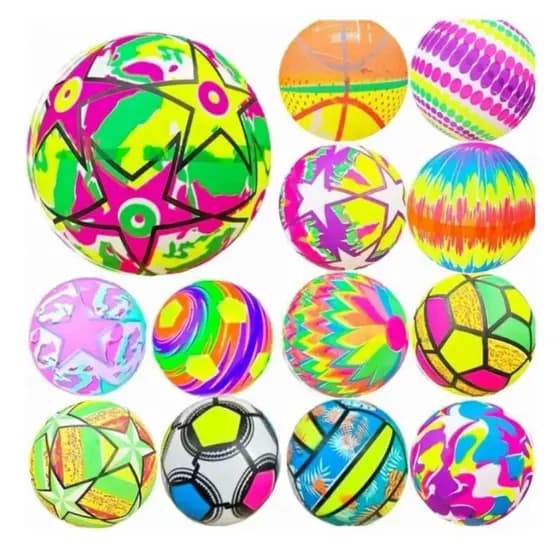kit 10/15/20/25/30 Bola De Praia Vinil Inflavel Infantil Colorida Plastico Personalizada ATACADO