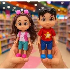 Brincquedo MARIA E JP infantil Boneca Maria com Boneco JP 16 cm