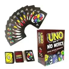 UNO Show 'em No Mercy Jogo Cartas Diversão Para a Família com Novas Regras 168 Cartas Exclusivas