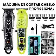 Máquina De Cortar Cabelo Profissional Smart Lcd Barbeador Elétrico Transparente Sem Fio Para Homens