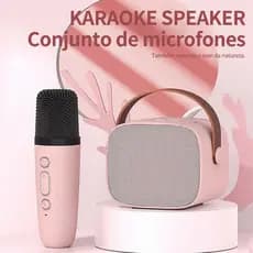 Caixa De Som Com Microfones Karaokê Alto-falante 5w Portátil Bluetooth 5.0 Alta Qualidade