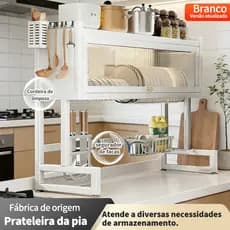 Escorredor De Louça Cozinha Suspensa Escorredor à Prova de Poeira Aço inoxidável