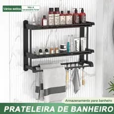 Prateleira Organizadora de Banheiro Multifuncional Aço Inoxidável Alta Capacidade de Carga Sem Furos