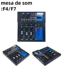 Mesa De Som Pro 4/7 Canais Misturando Console De Efeitos Usb 48V Phantom Stage