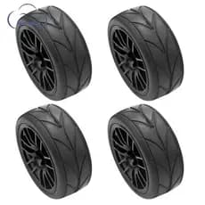 4 Pçs 1/10 Pneu De Borracha Rc Pneus De Carro De Corrida No Aro Da Roda De Estrada Apto Para 9068-6081 Peça Do