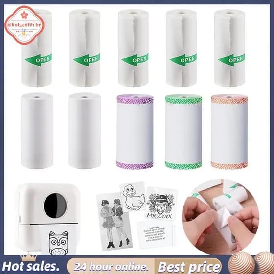 10 Rolos De Papel Adesivo Autoadesivo Térmico , Para Mini Impressora De Recibos De Adesivos , Térmica Portátil De Bolso